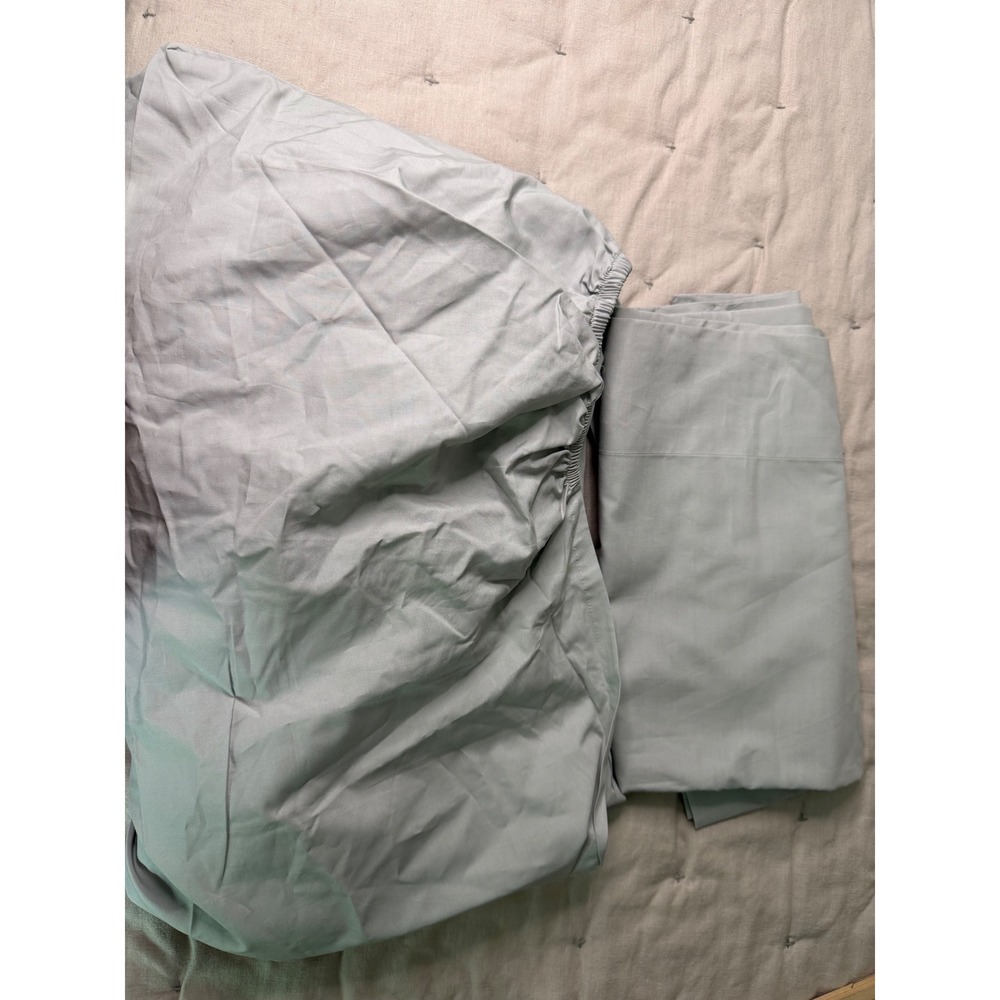 Pottery Barn Kids Organic Cotton Crib Sheet Set Light Gray 2 Piece Nursery